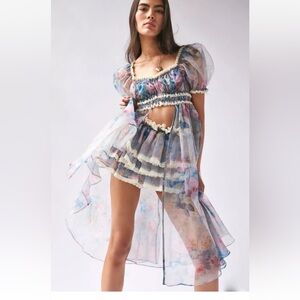 Selkie X Free People The Boudoir Set Billowy Dress Ruffle Bloomer Floral